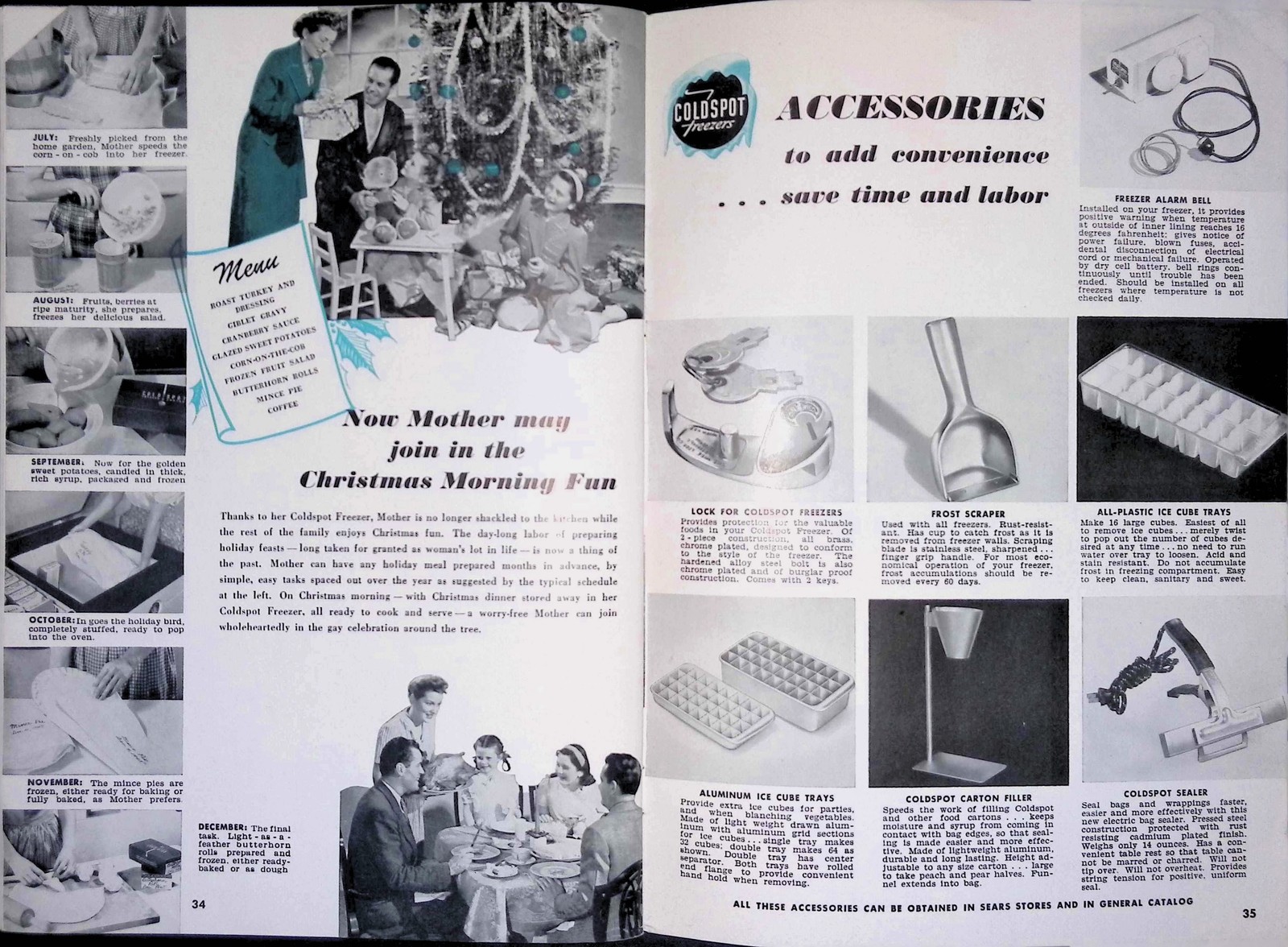 Coldspot Freezer Instruction Booklet 1950s Sears Roebuck Holiday Menu Guide