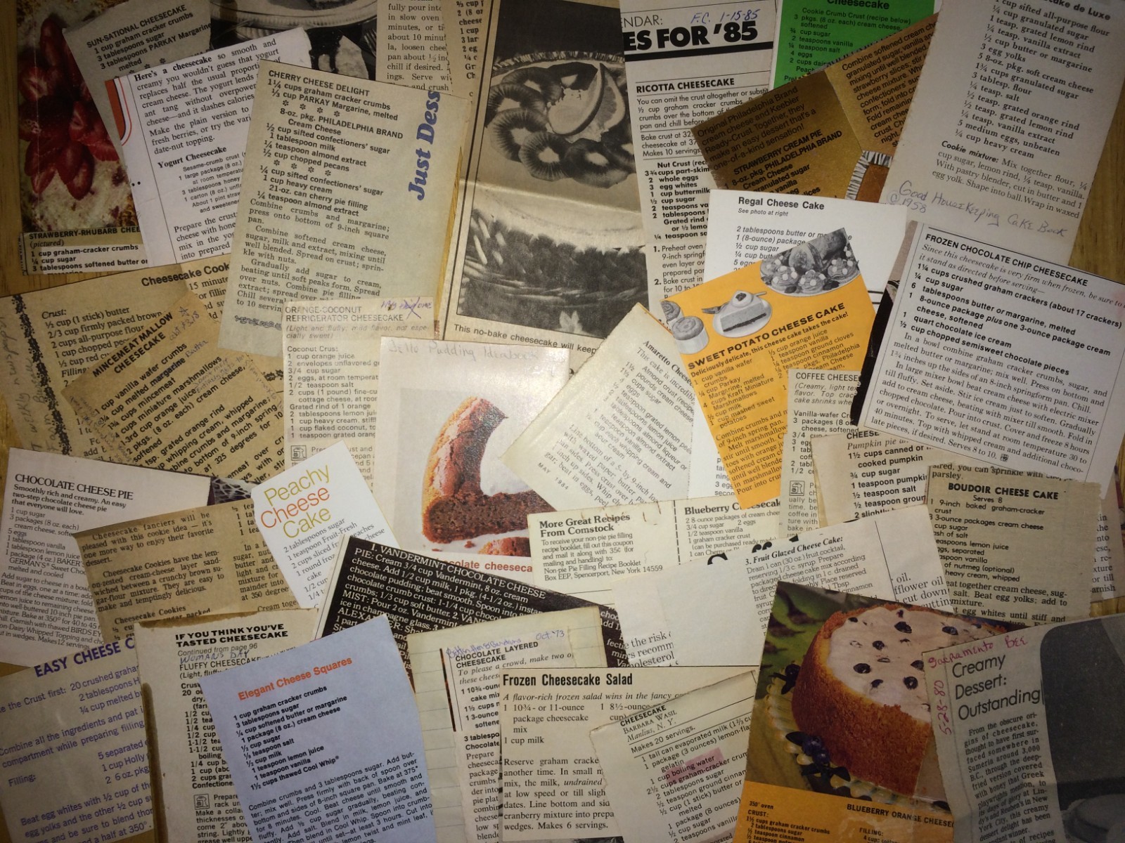 Cheesecakes only! 1960-1970 Recipe Box Recipes over 200!!! Clipped / Handwritten
