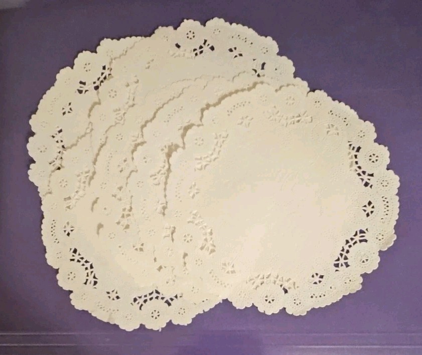 182 Paper Doilies, White, Pink, Red. Hearts, Circles, Tulips, Ovals, Rectangles