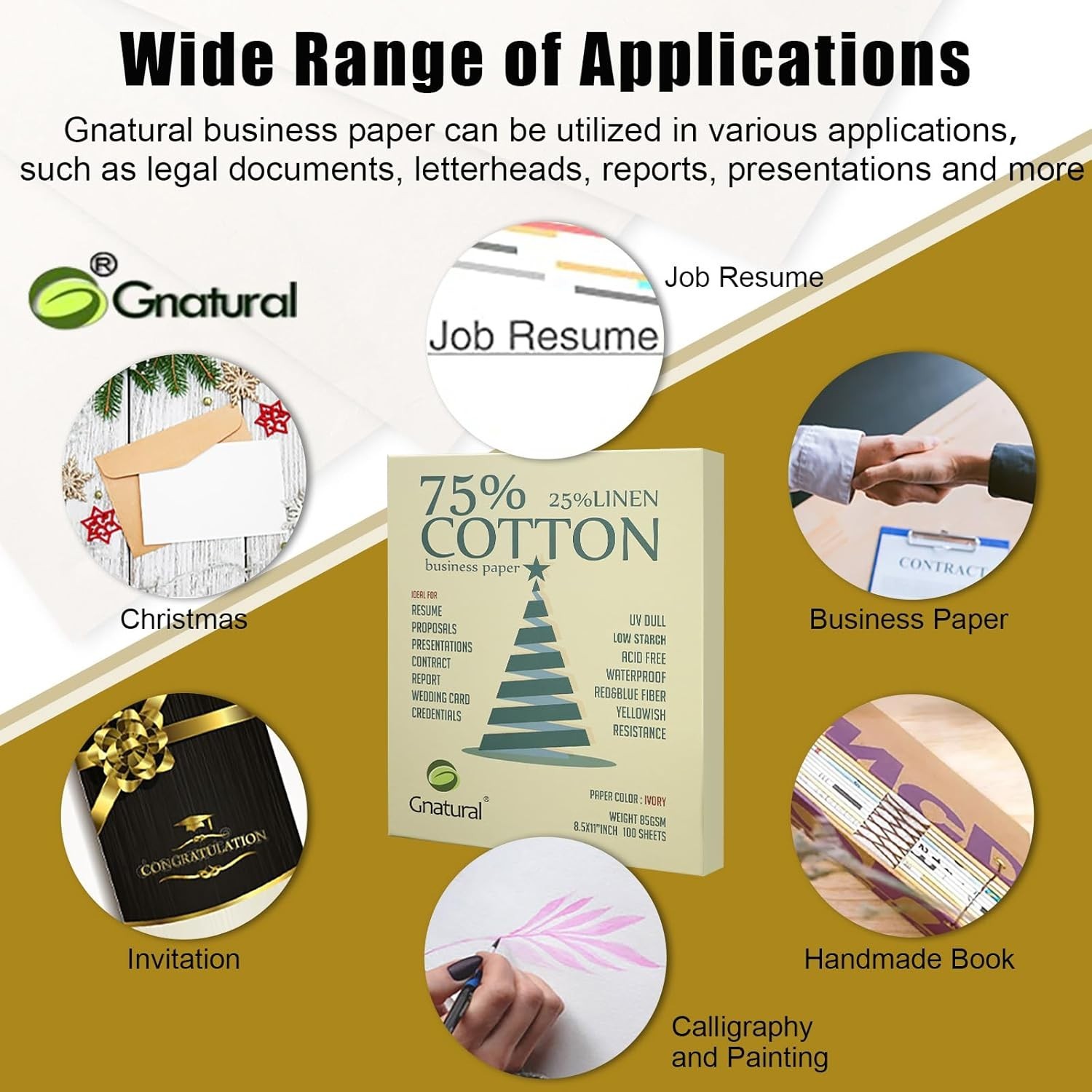 75% Cotton 25% Linen Business Paper Ivory 85Gsm 8.5″W X 11″L Resume Paper Won’T
