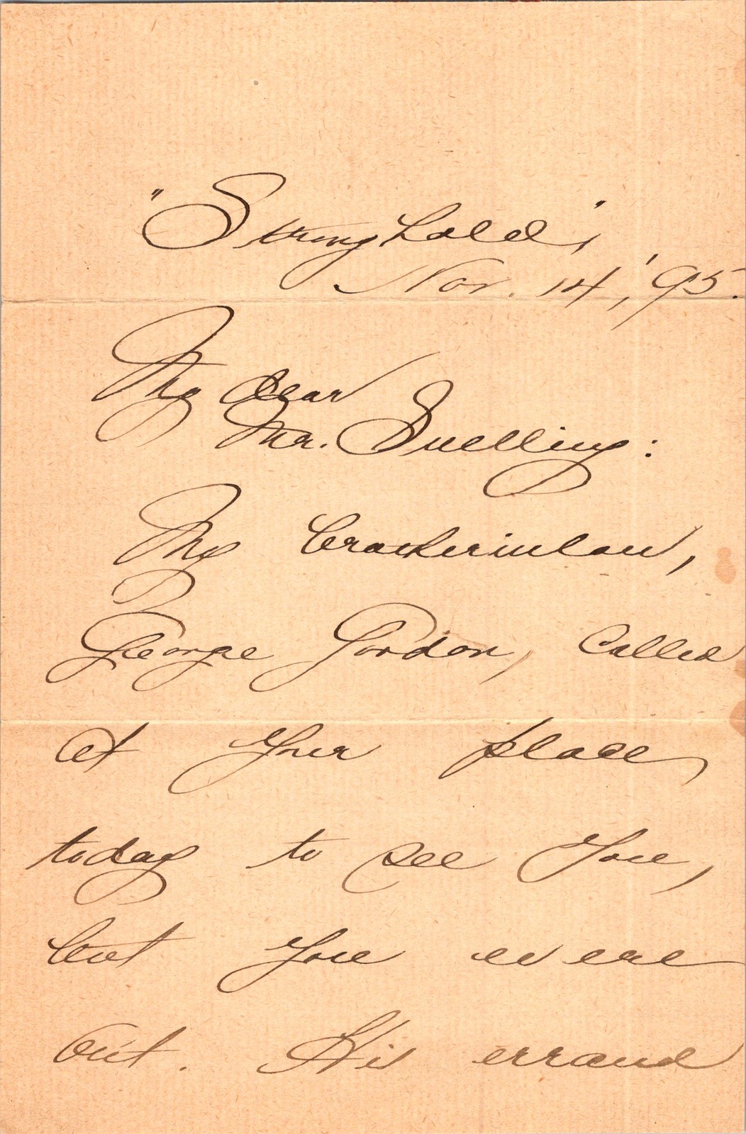 1895 Hattie Strong Letter Springfield IL Autograph Iron Gall Ink Cursive 2pg