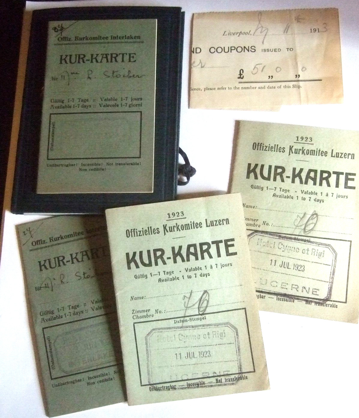Cook’s Tour Travel Tickets 1913 1923