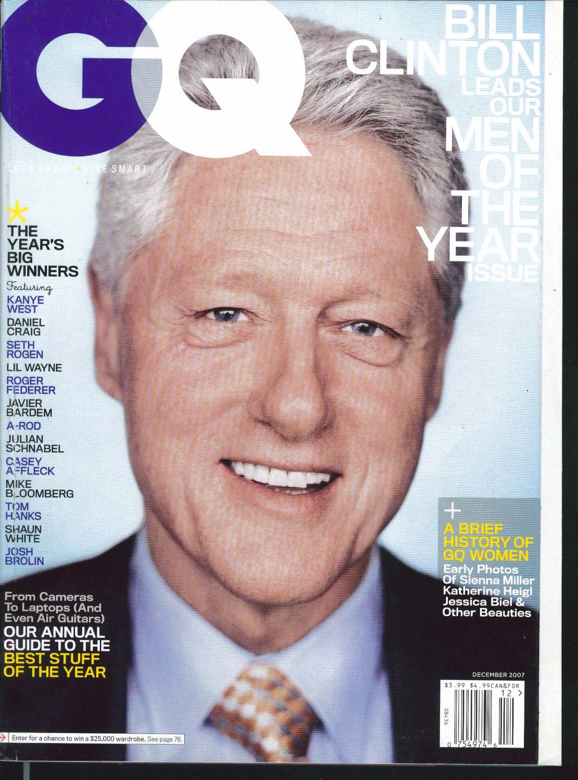 GQ Bill Clinton Kanye West Daniel Craig Alex Rodriguez Tom Hanks 12 2007