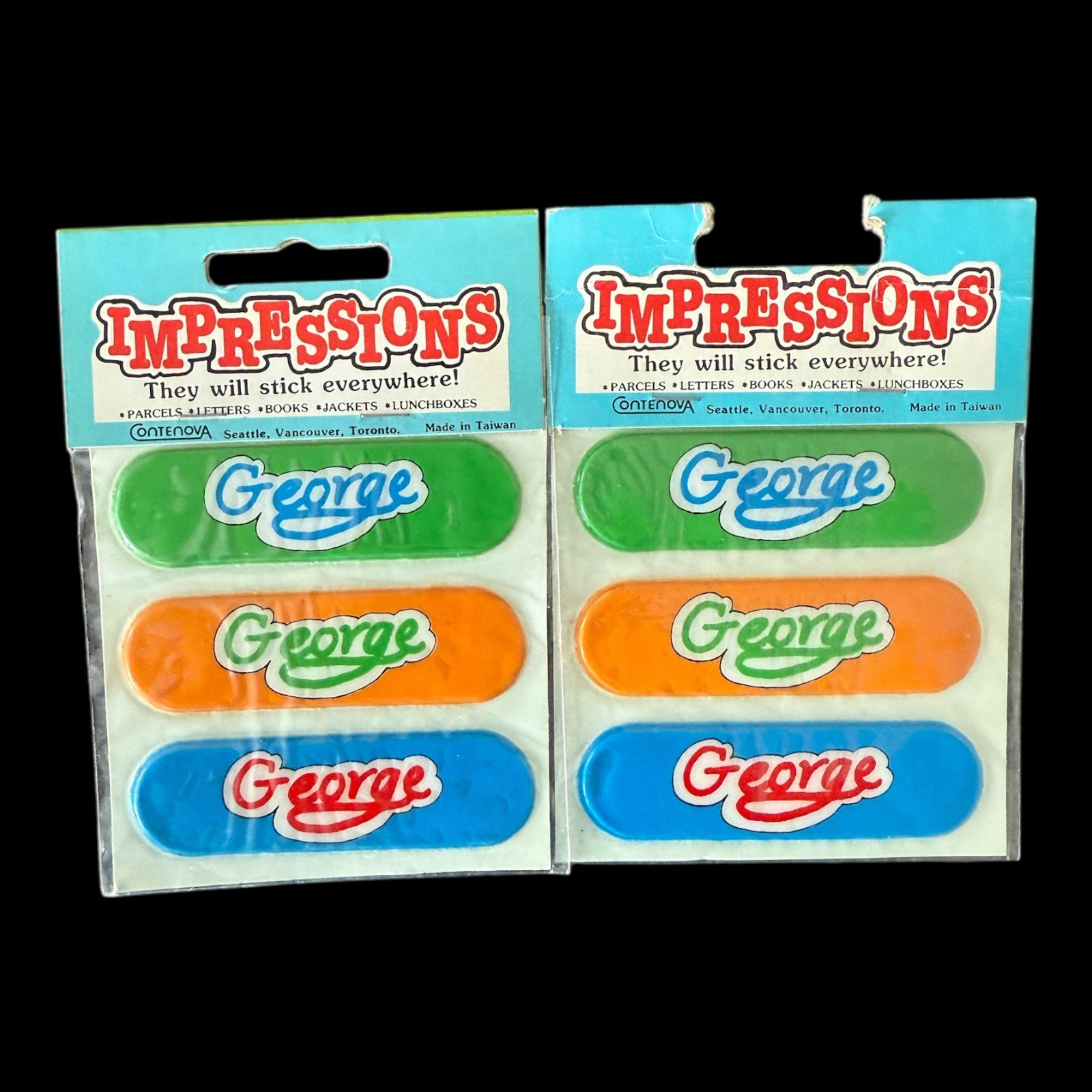Lot of Vintage 80’s Personalized GEORGE Stickers – Puffy & Rainbow: New / Sealed
