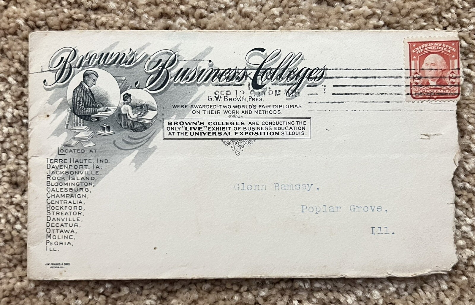 BROWN’s BUSINESS COLLEGE Recruitment Letters 1905 1910 Tuition Rates!! (f1)