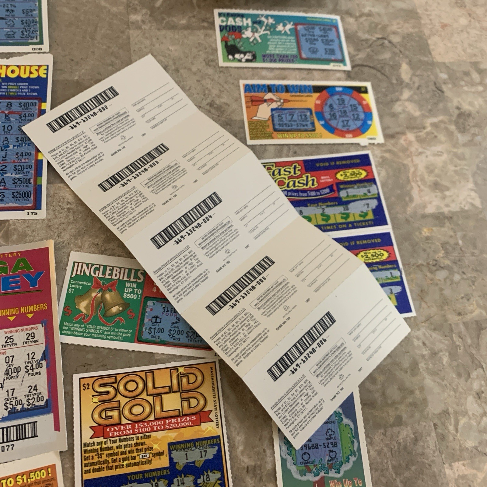 Vintage Connecticut State Lottery Scratch Off Tickets Losing 1990s 1995 1996 CT