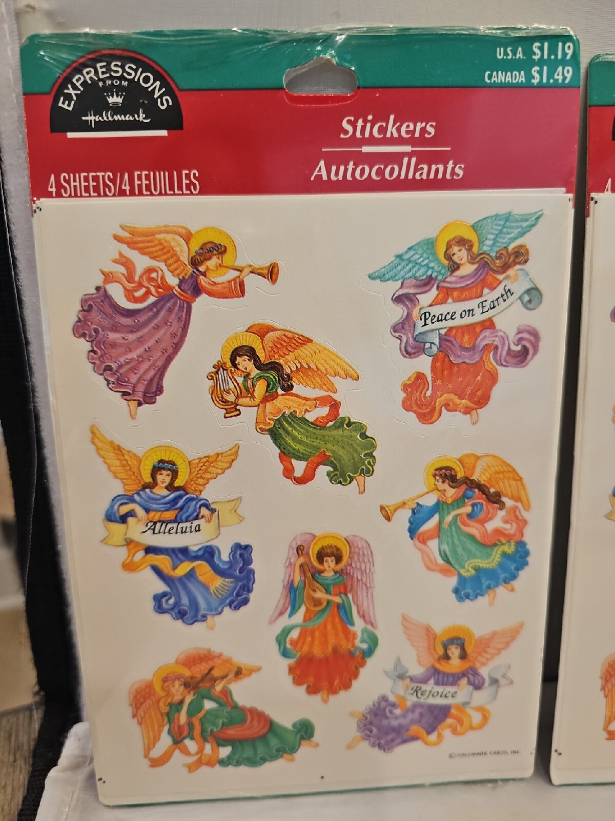 Vintage Hallmark Angels Christmas Stickers NIP 4 Sheets SEALED Musical Rejoice