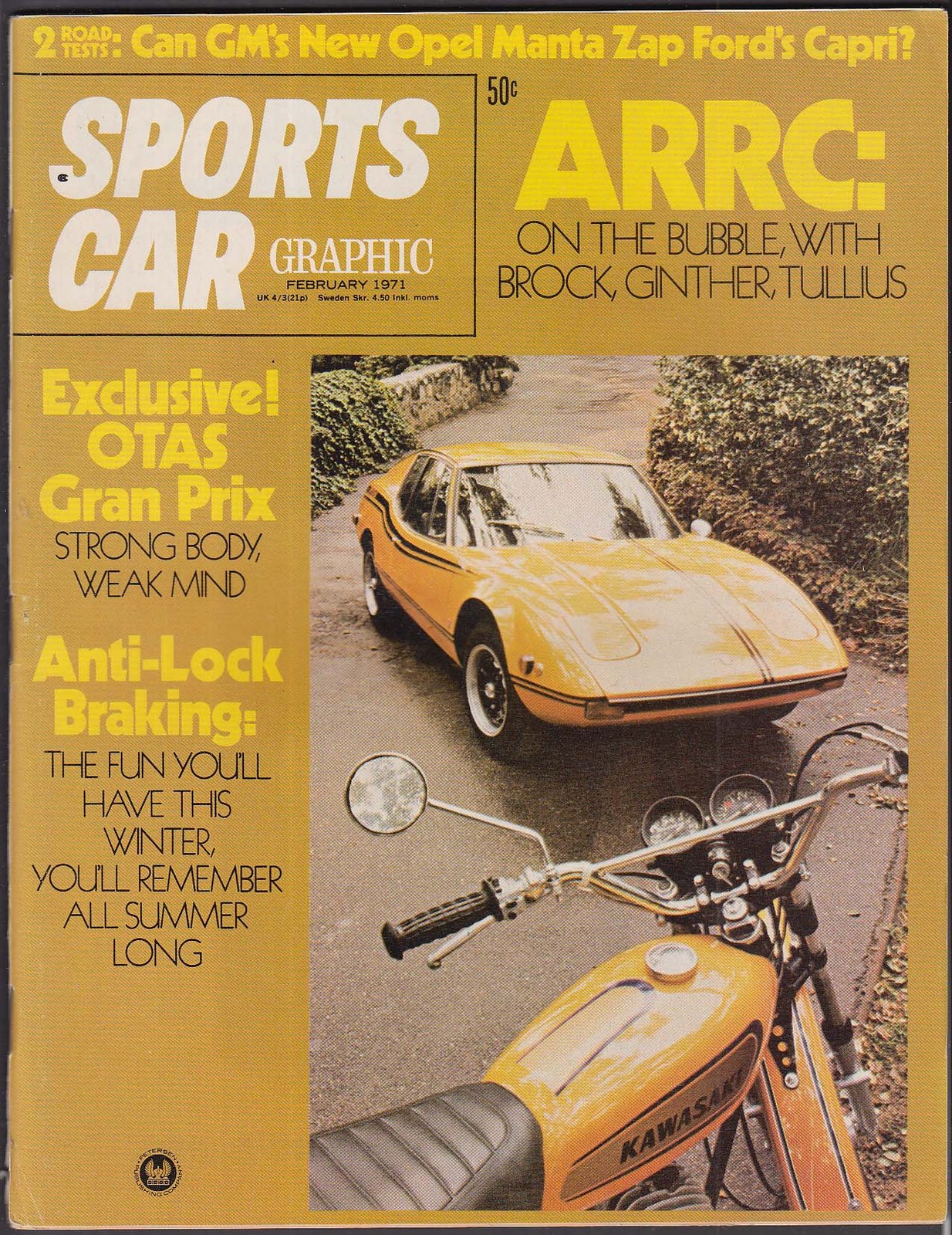 SPORTS CAR GRAPHIC OTAS Gran Prix Opel 1900 Capri 2000 road tests 2 1971
