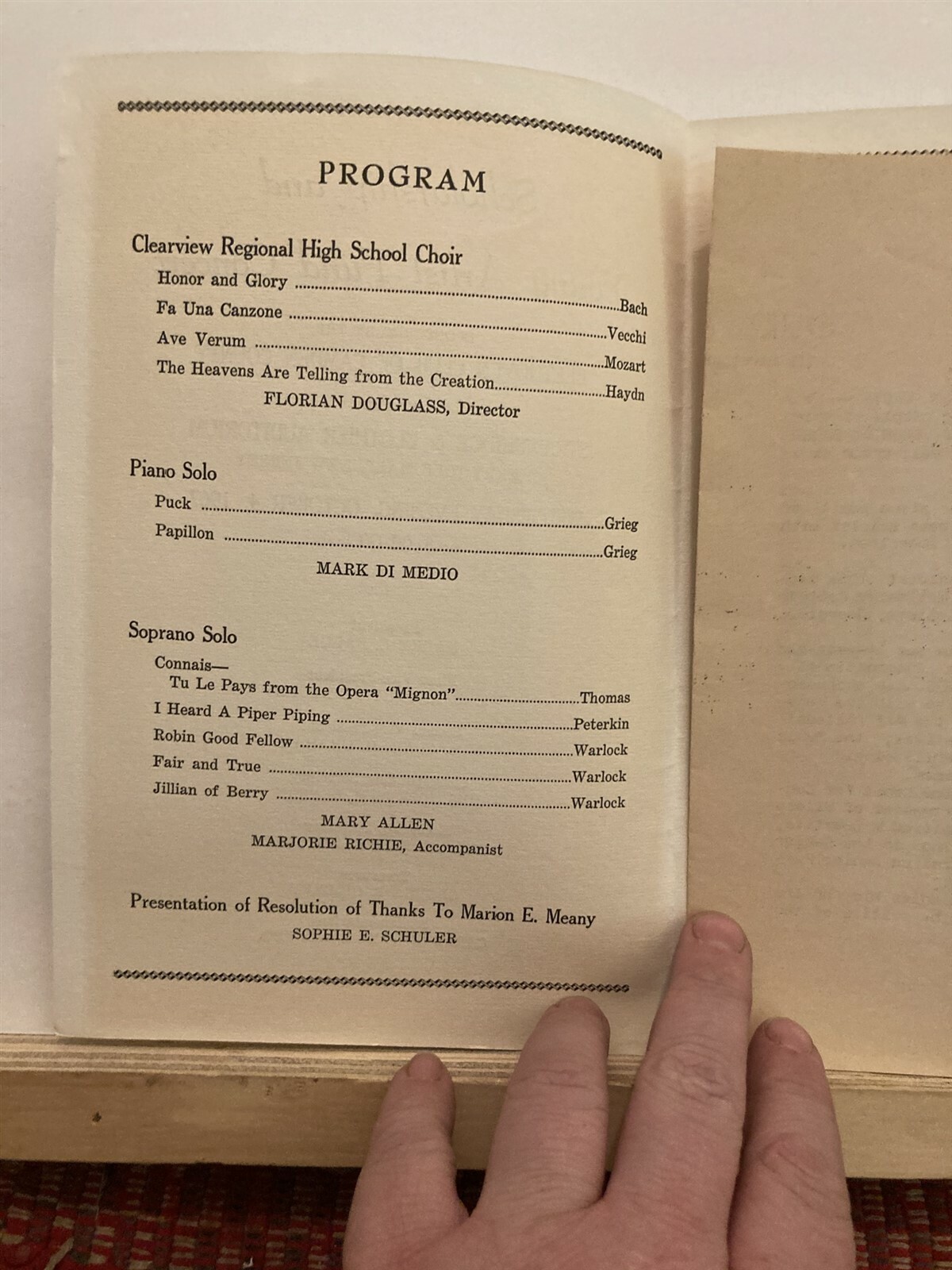 1967 Beethoven Club of Camden Cherry Hill Mall Concert Program New Jersey NJ Vtg