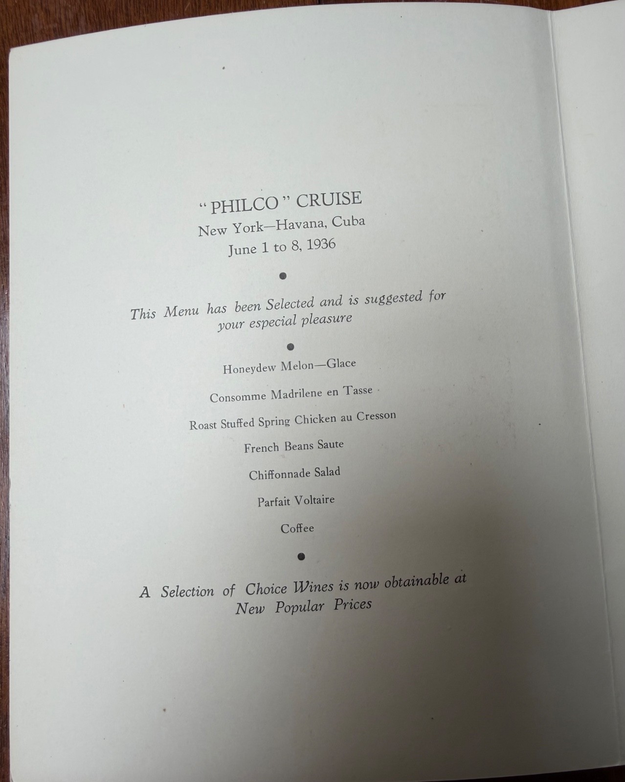Vintage 1936 Furness Bermuda Cruise Line Menu Ocean Monarch Birds – Exc Cond.
