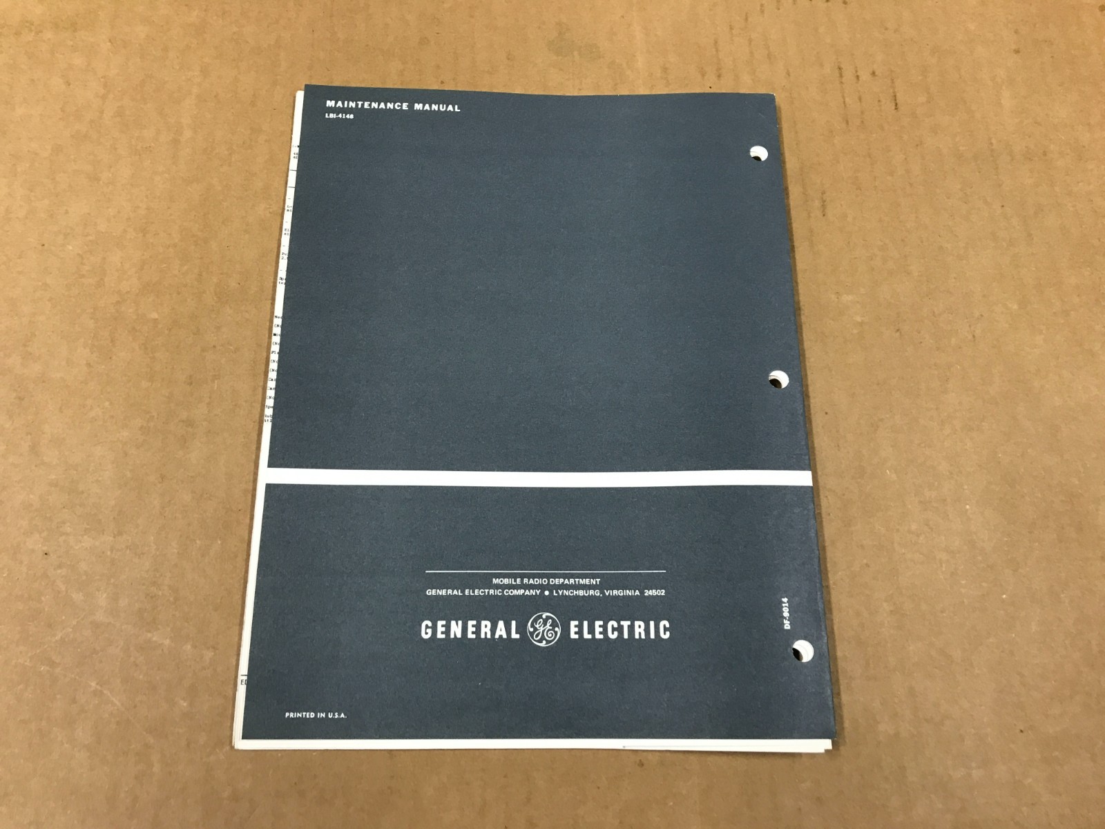 VTG General Electric Master Progress Line Maintenance Manual