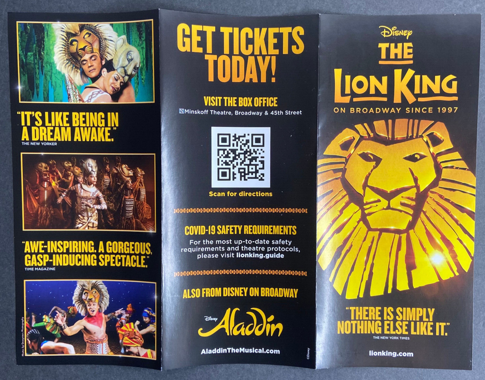Disney The Lion King 25 years 2022 Ad Flyer Broadway New York City Advertisement