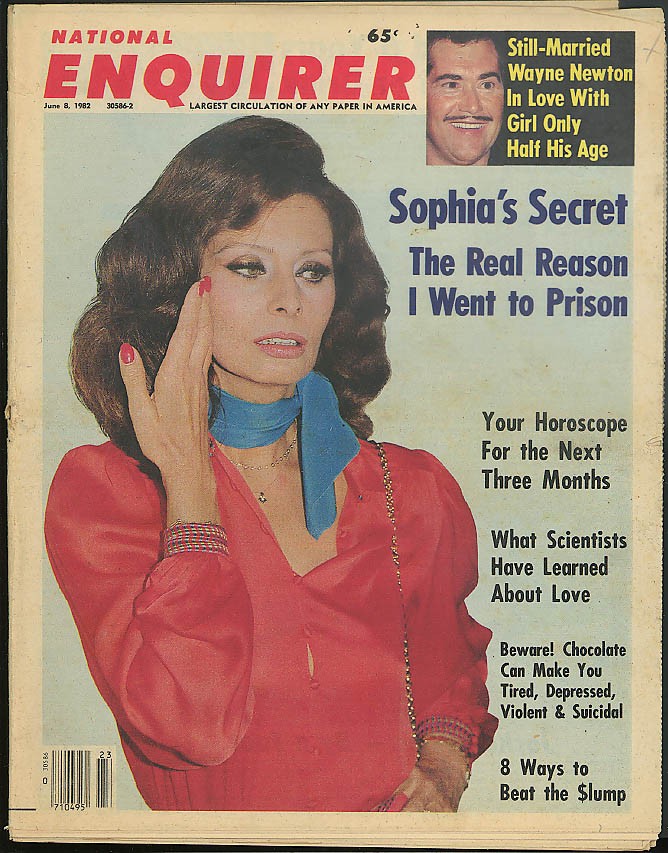 NATIONAL ENQUIRER 6/8 1982: Sophia Loren; Wayne Newton