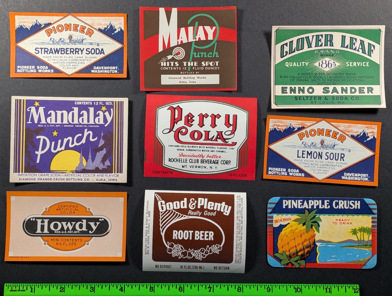 Vintage (Lot of 28) Soda Drink Beverage Paper Labels