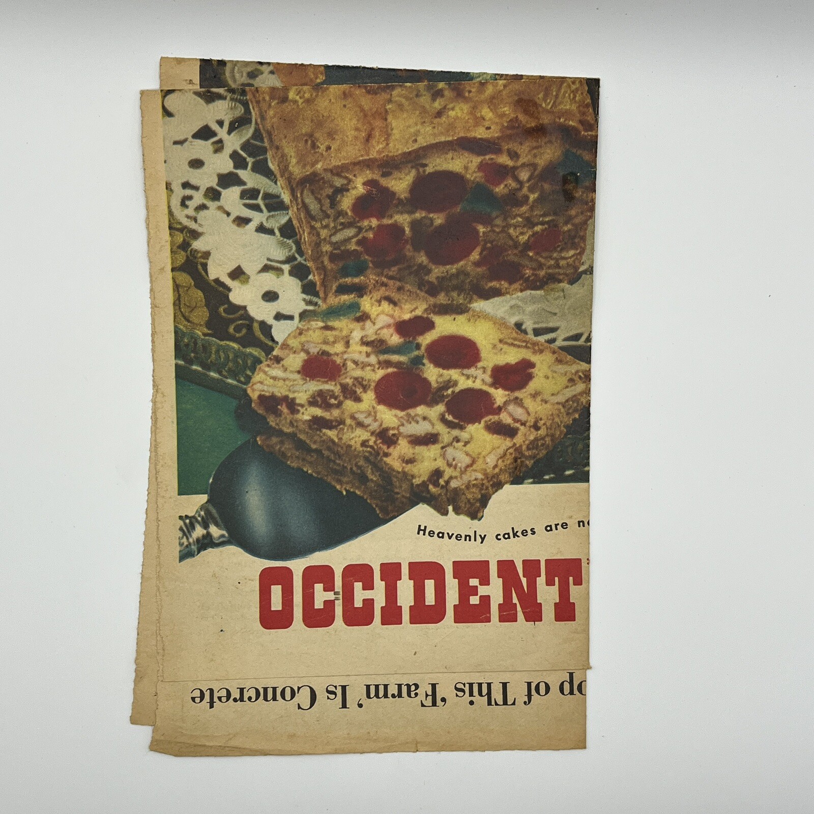Vintage Print Ad OCCIDENT Cake Mixes, Recipe Holiday Fruit Cake, 1950