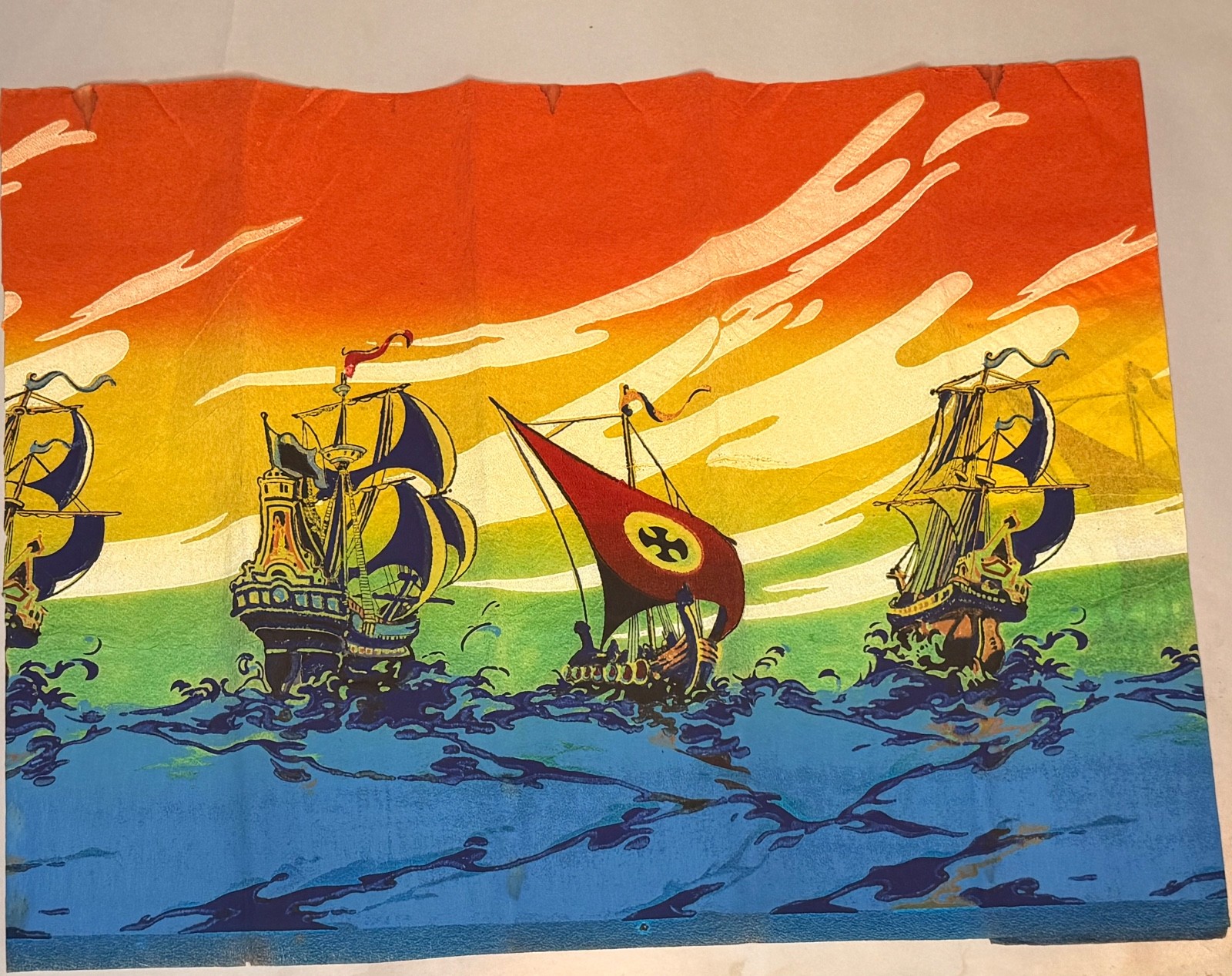 1920’s Vintage Crepe Paper, Colorful ships