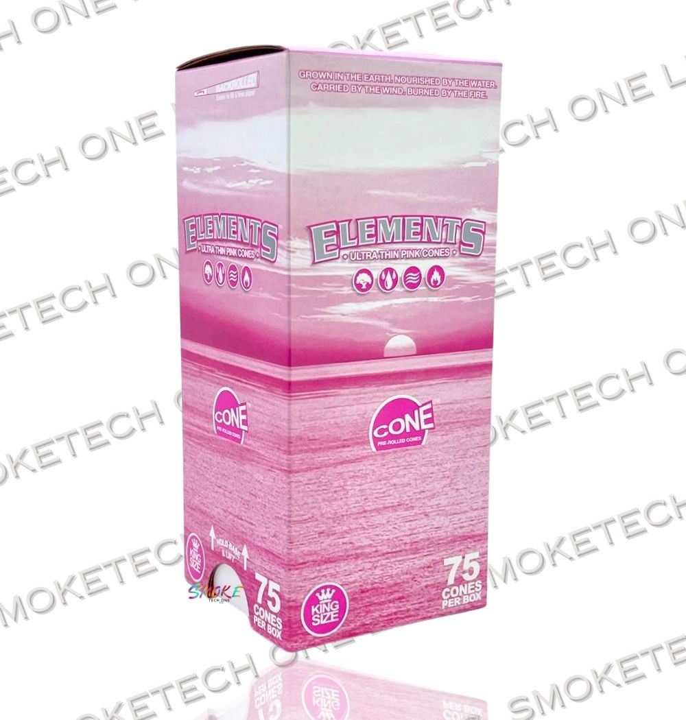 Elements Pink King Size Pre-Rolled Cones – 75 Pack