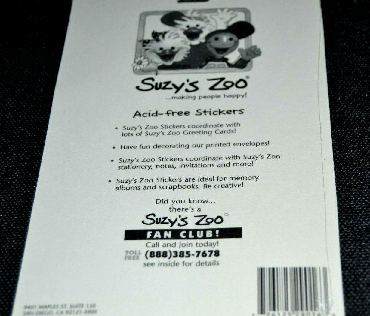 SUZY’S ZOO Stickers 4 Sheets I MISS YOU! 9600 DUCK MOUSE THANK YOU! Sealed!