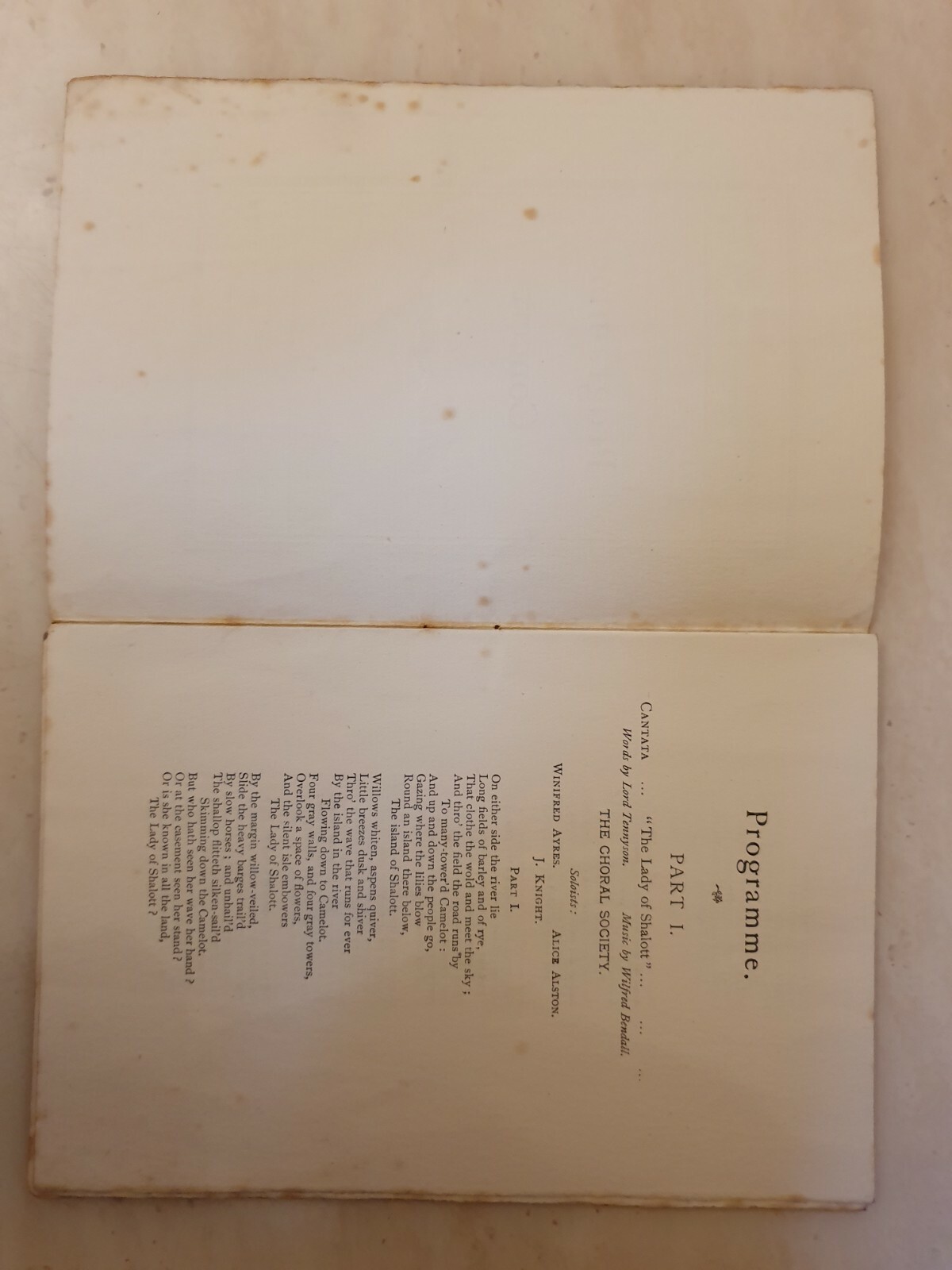 1910 PROGRAMME OF CONCERT – MANCHESTER MUNICIPAL SECONDARY SCHOOL Cond. Mr LAKIN