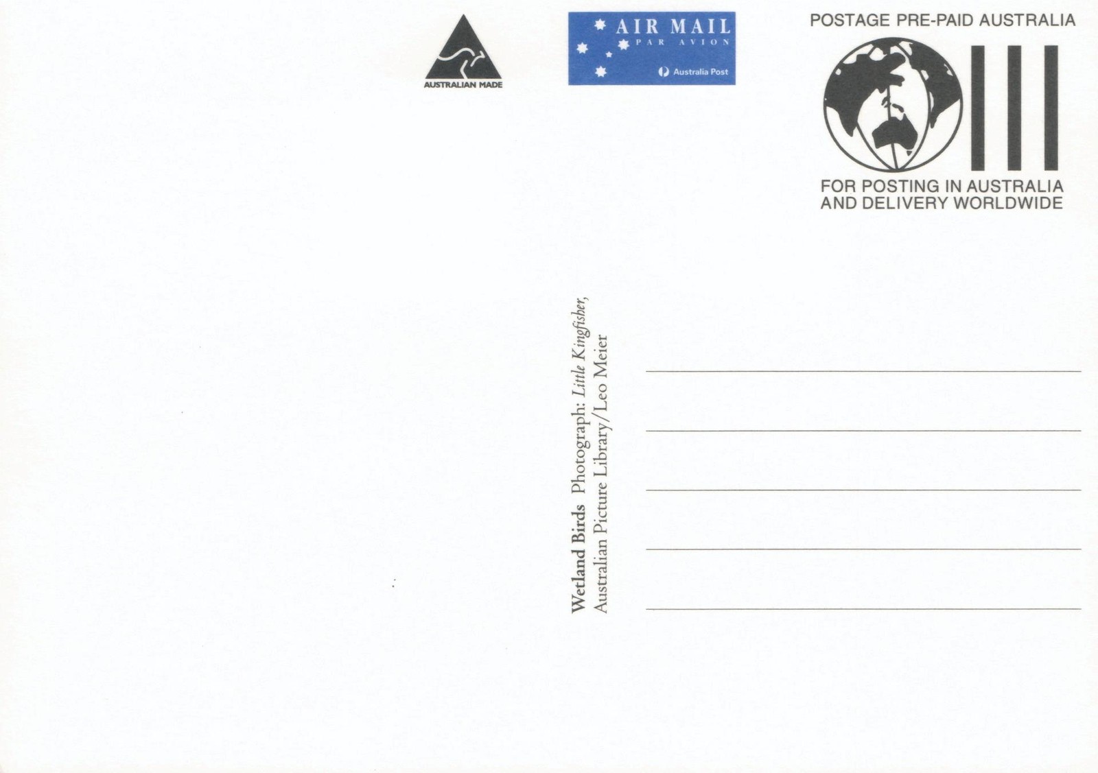 1997 Wetlands Bird Little Kingfisher POSTCARD Maxicard 45c Stamp Cancel Darwin