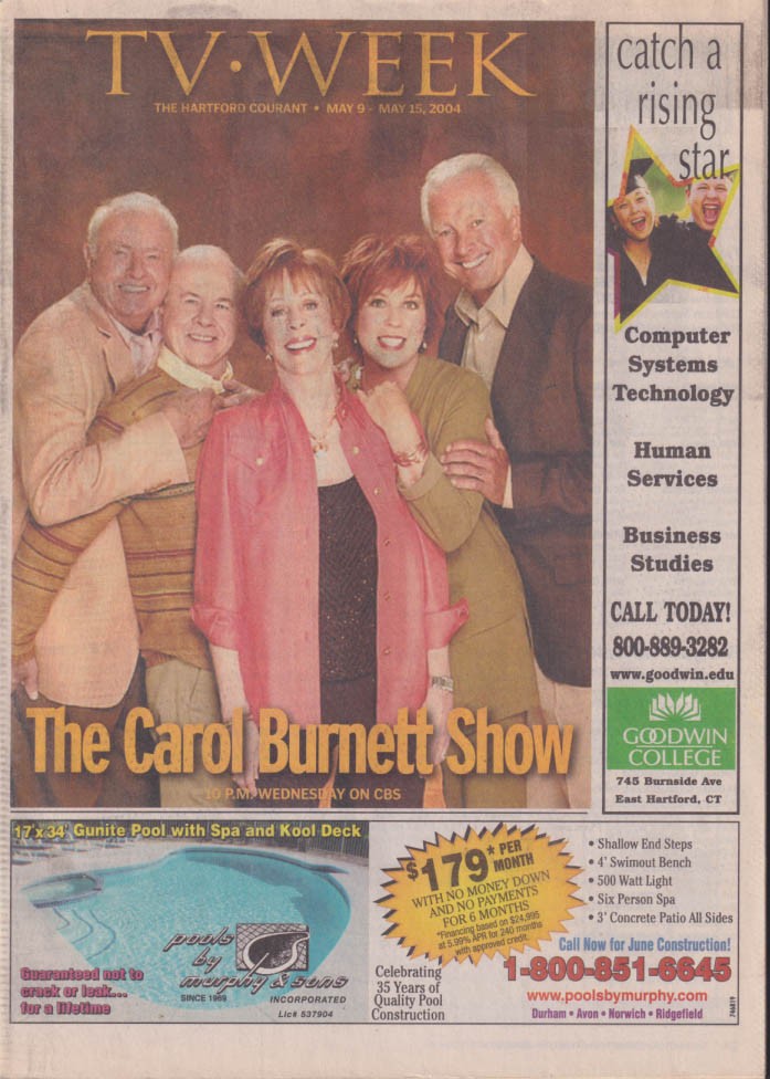 Hartford Courant TV WEEK 5/9 2004 Carol Burnett Show Reunion fulll cast