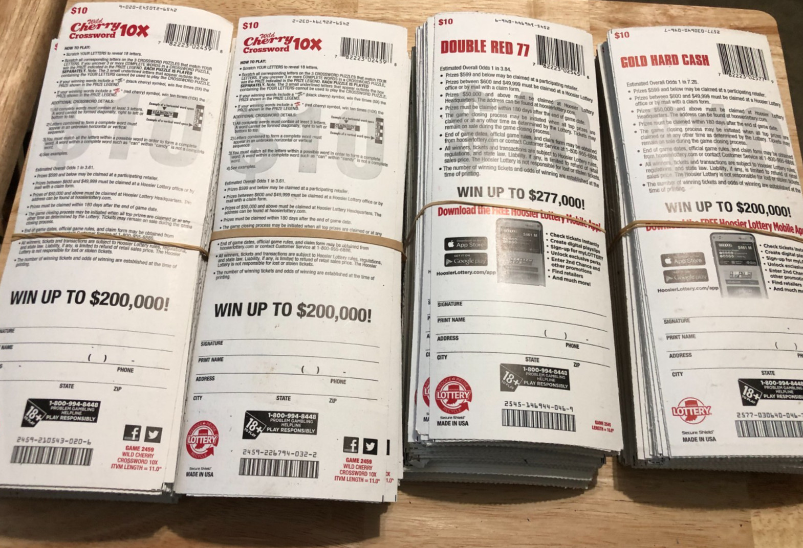 $10,000 Worth of NON-WINNING $10.00 INDIANA Lottery Scratch off Tickets 2025