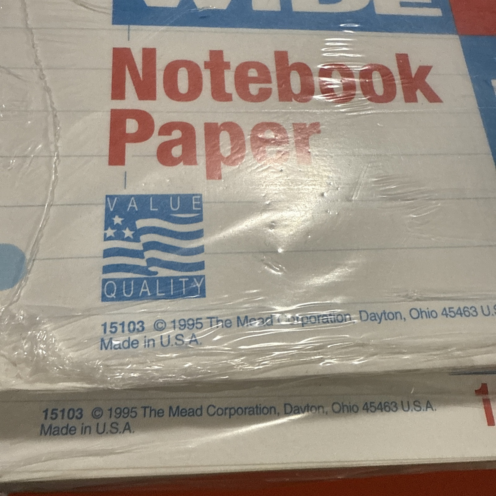 NOS Vintage 1995 Mead notebook paper 150 loose lined sheets 3 ring binder Wide