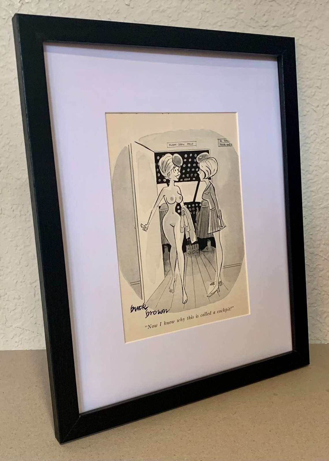 Playboy cartoon – THAT’s why it’s called a cockpit – 1974 – FRAMED – FREE SHIP.