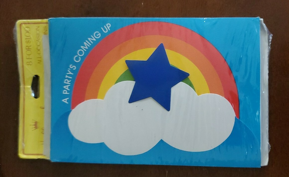 Vintage Hallmark Cards Rainbow Birthday postalette invitations, NIP