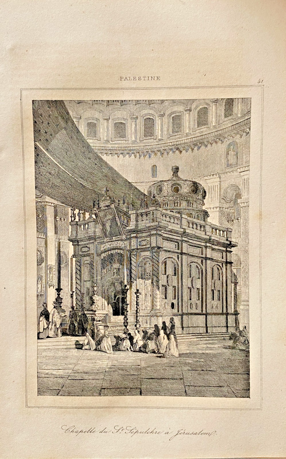 19th Century Palestine Engraving Chapel Of The Holy Sepulchre