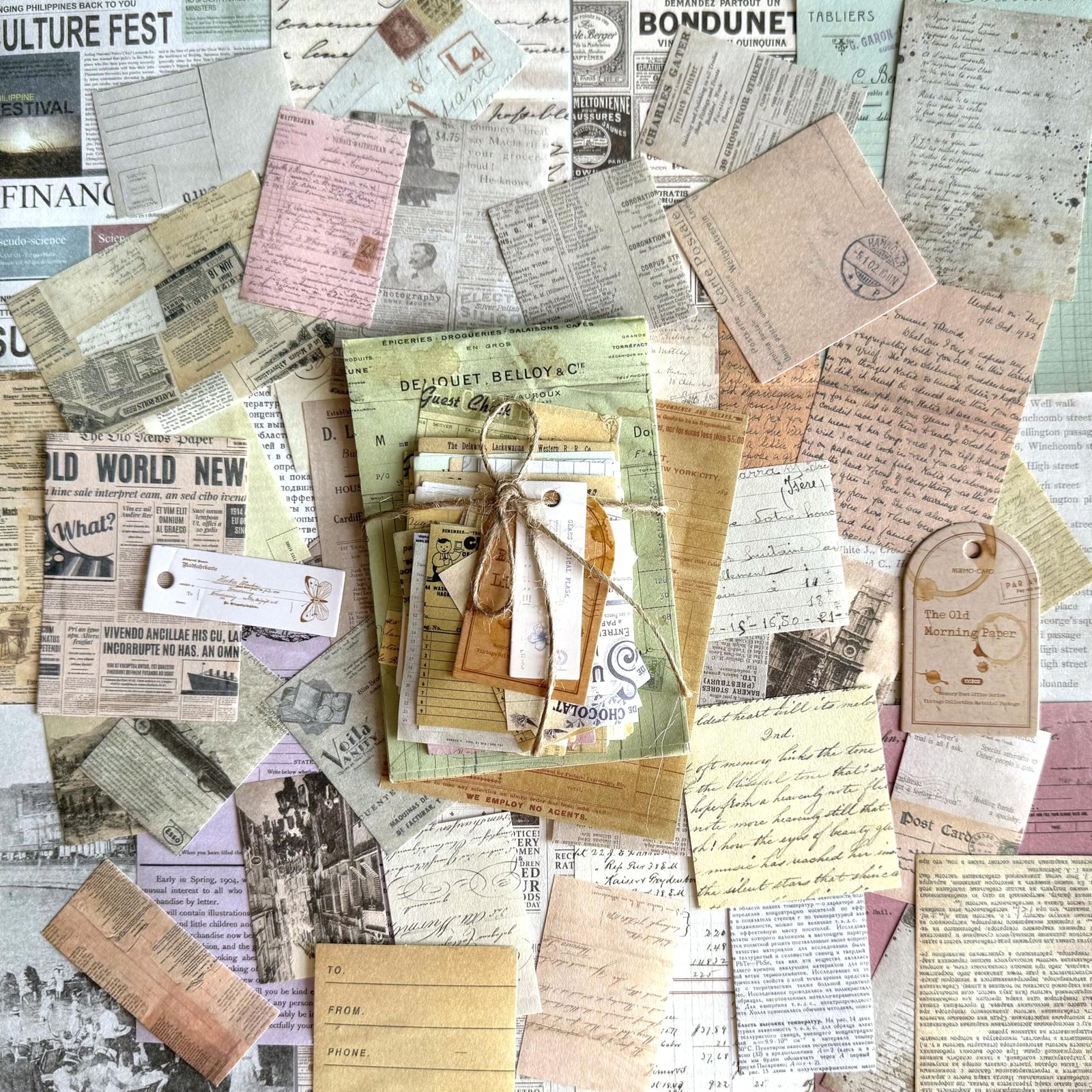 200 Sheets Vintage Newspaper Tickets Scrapbook Paper Ephemera Card Making Junk
