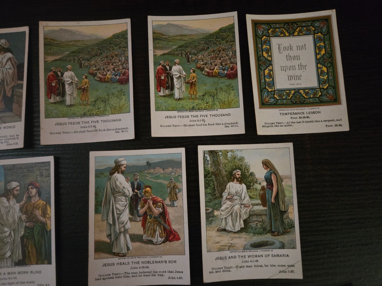 Antique Berean Lesson Pictures Lot 14 Bible Cards 1908 Religious Lithograph