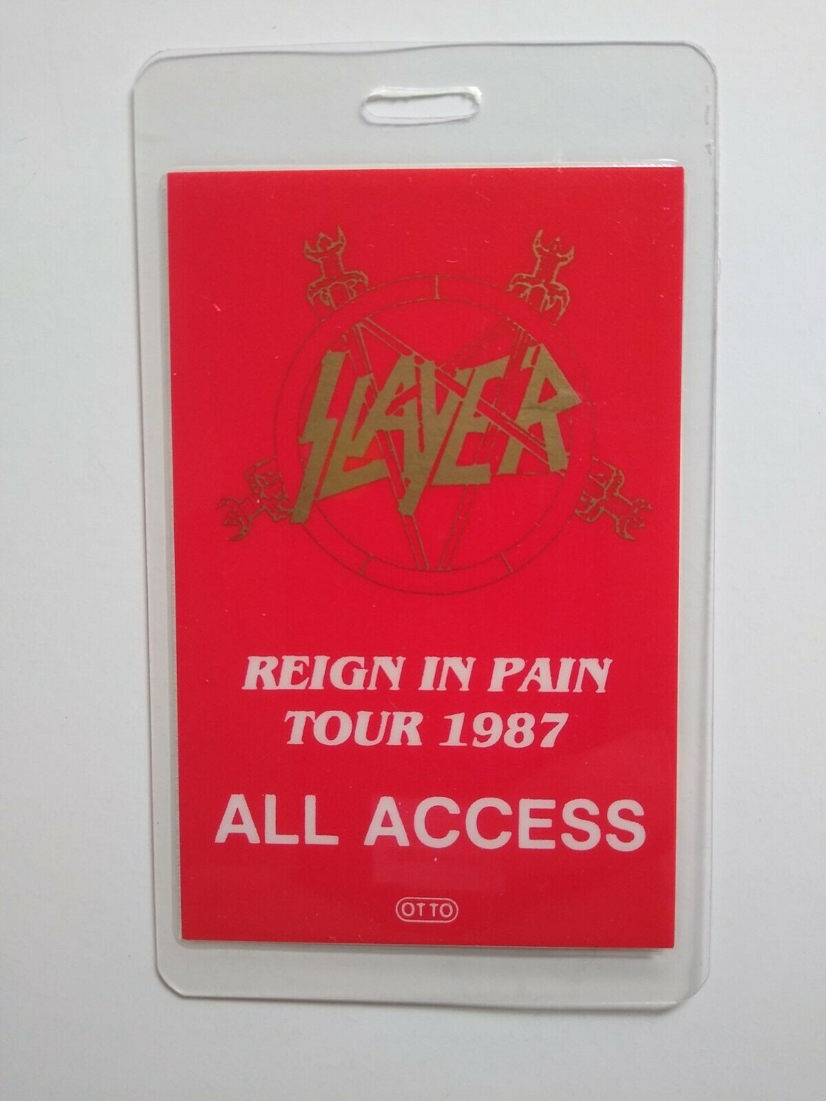 Slayer Backstage Pass 1987 Reign In Pain Tour Laminated Metal Hard Rock Music