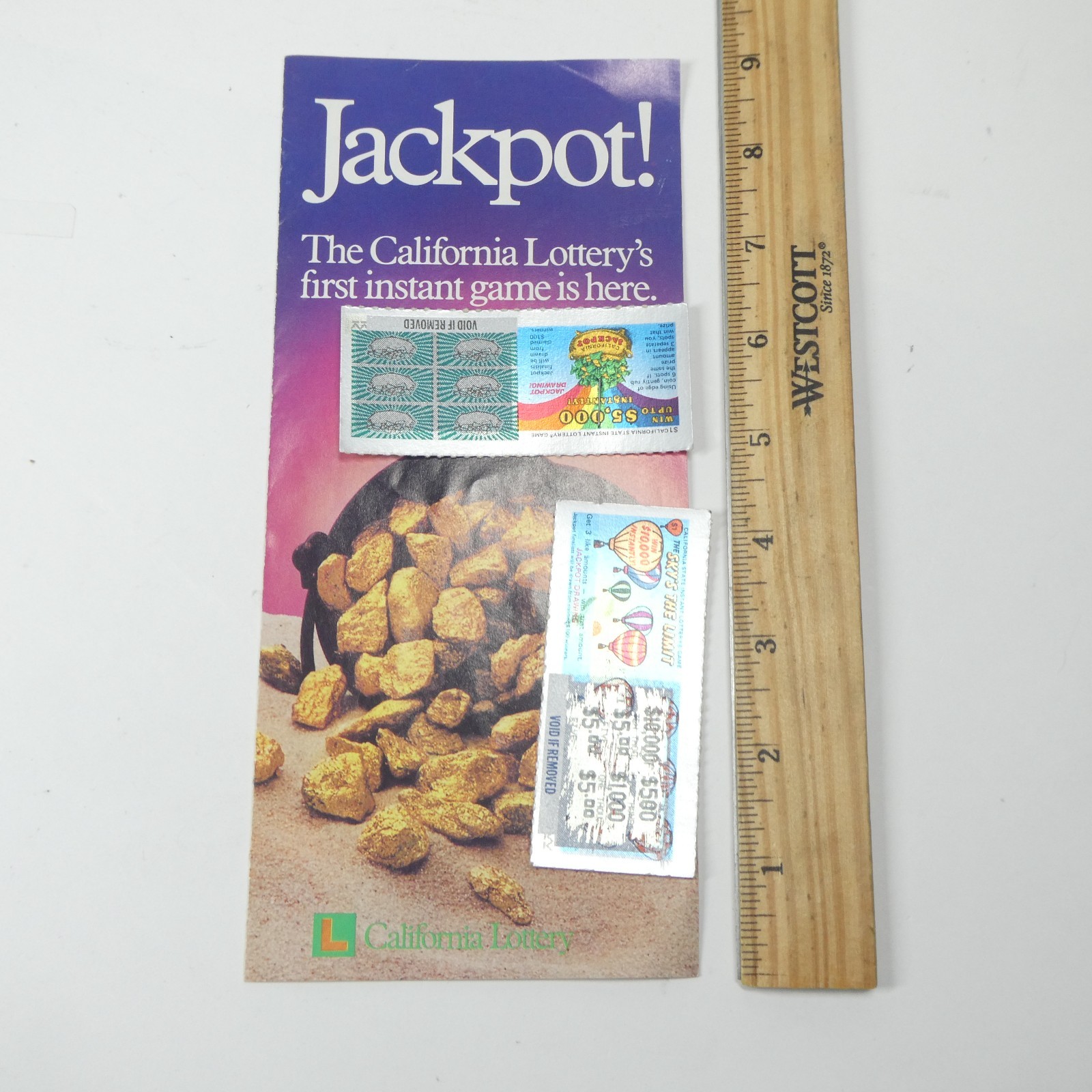California Lottery 1985 Scratch Off Tickets & Brochure Vintage