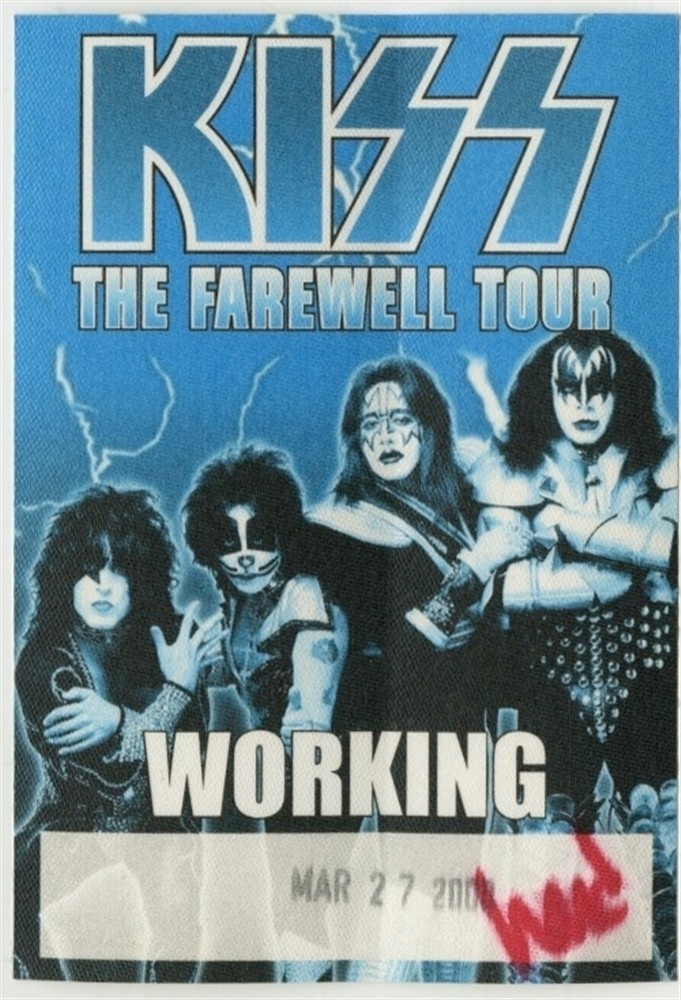 KISS 2000 Farewell concert tour issued Working Crew Backstage Pass
