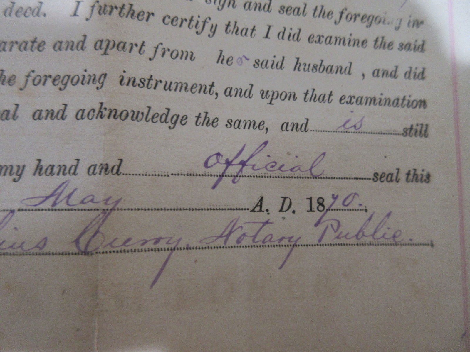 Antique 1870 Warranty Deed With Dower ONE DOLLAR Ohio Bipell + Post Stamps 25c