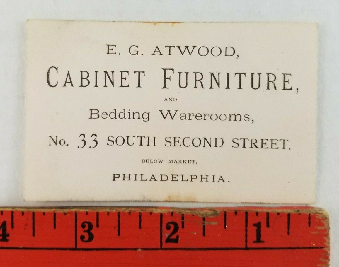 Vintage 1900’s Cabinet Furniture Philadelphia Pennsylvania Business Card