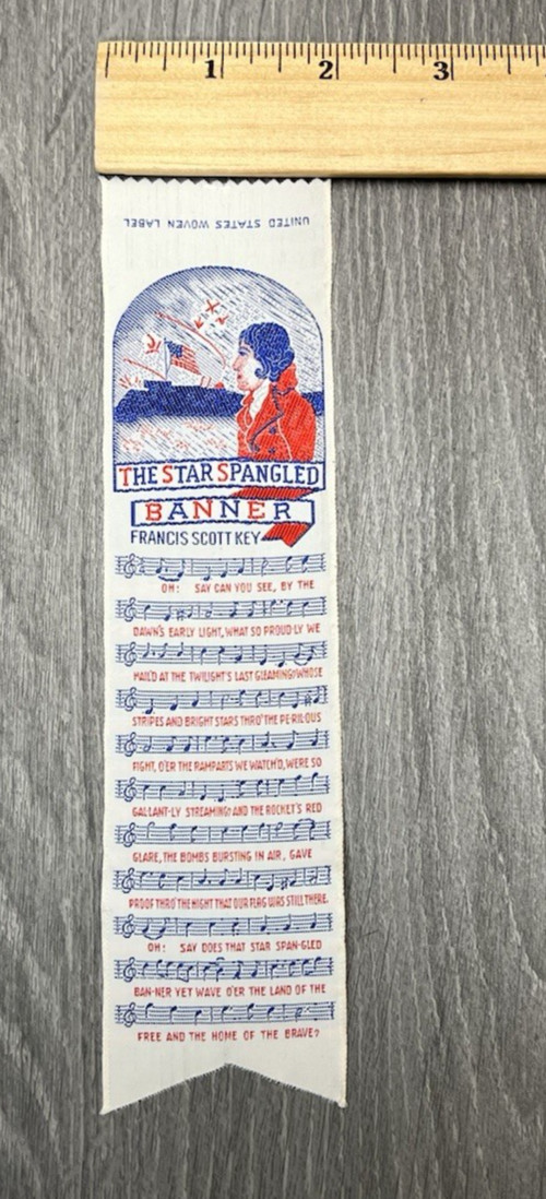 Francis Scott Key Star Spangled Banner Ribbon United States Woven Label
