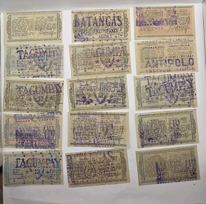 1970s Philippines Paper Collectible Vintage Sweepstakes.Lot Of 15.Original.Used.