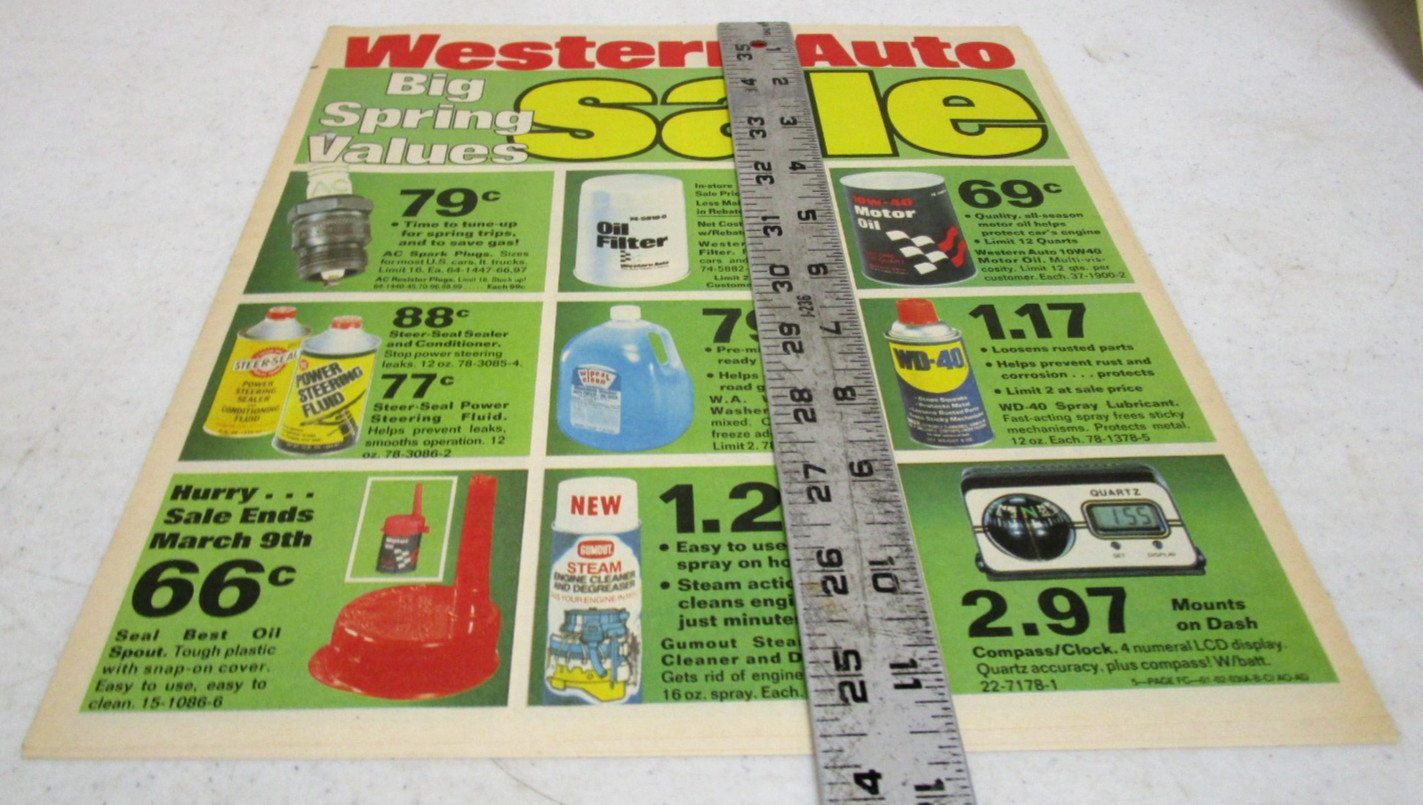 1985 VINTAGE 1980’s WESTERN AUTO STORE ADVERTISING SALES NEWSPAPER CATALOG
