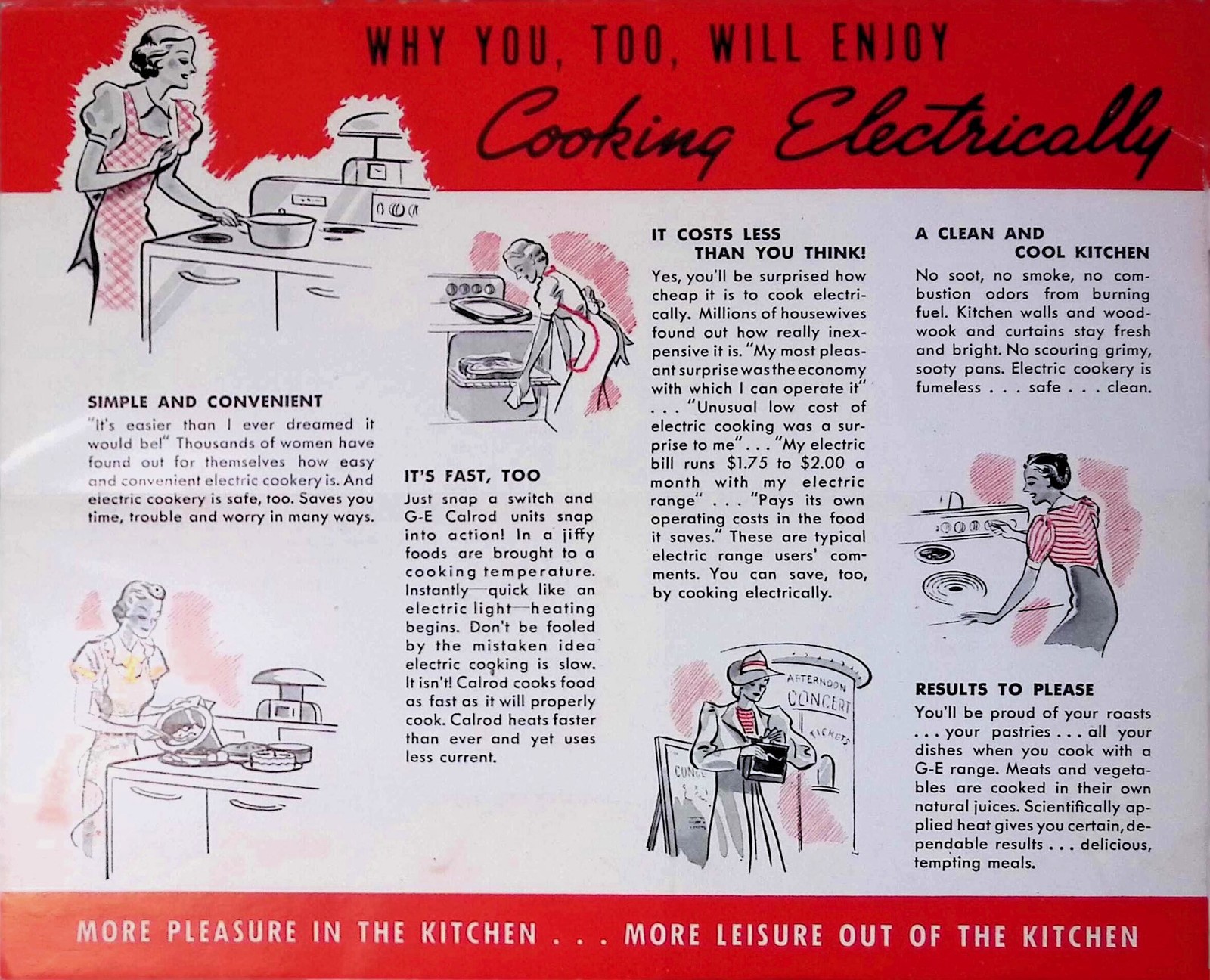 General Electric Cooking Ad 1940s-50s Why You Too Will Enjoy Red Type
