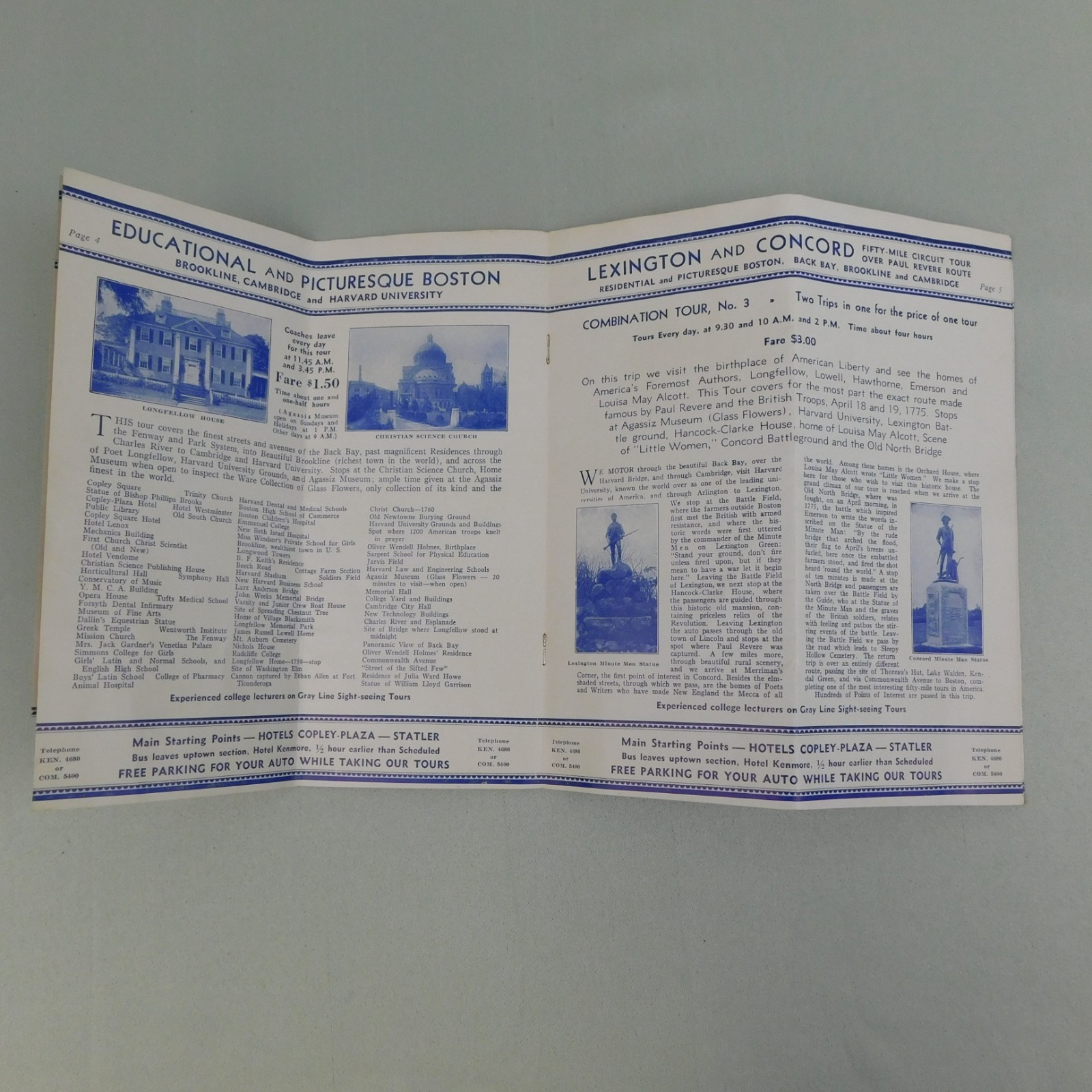 Vintage 1935 Gray Line Boston Sight Seeing Tour Travel Brochure USS Constitution