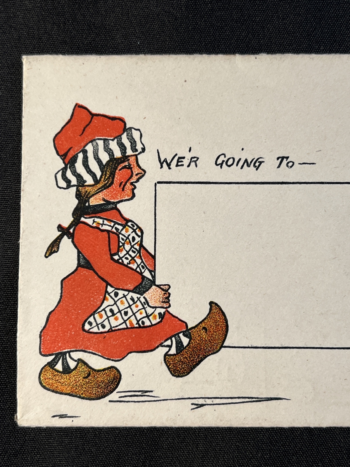 c. 1910 ENVELOPE Dutch Boy & Girl in Wooden Shoes Multi Color Antique