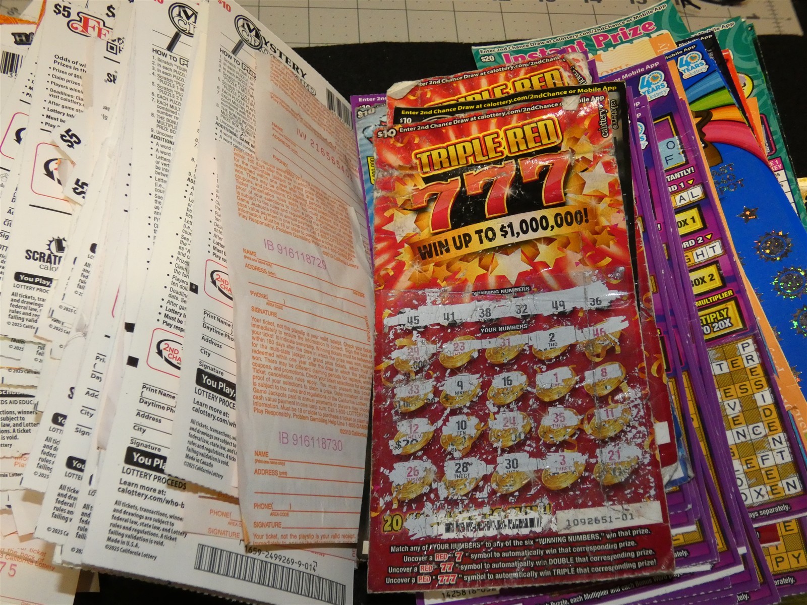 495+ Used NonWinning Losing California Lottery Tickets 2025 $2800+ No 2nd Chance