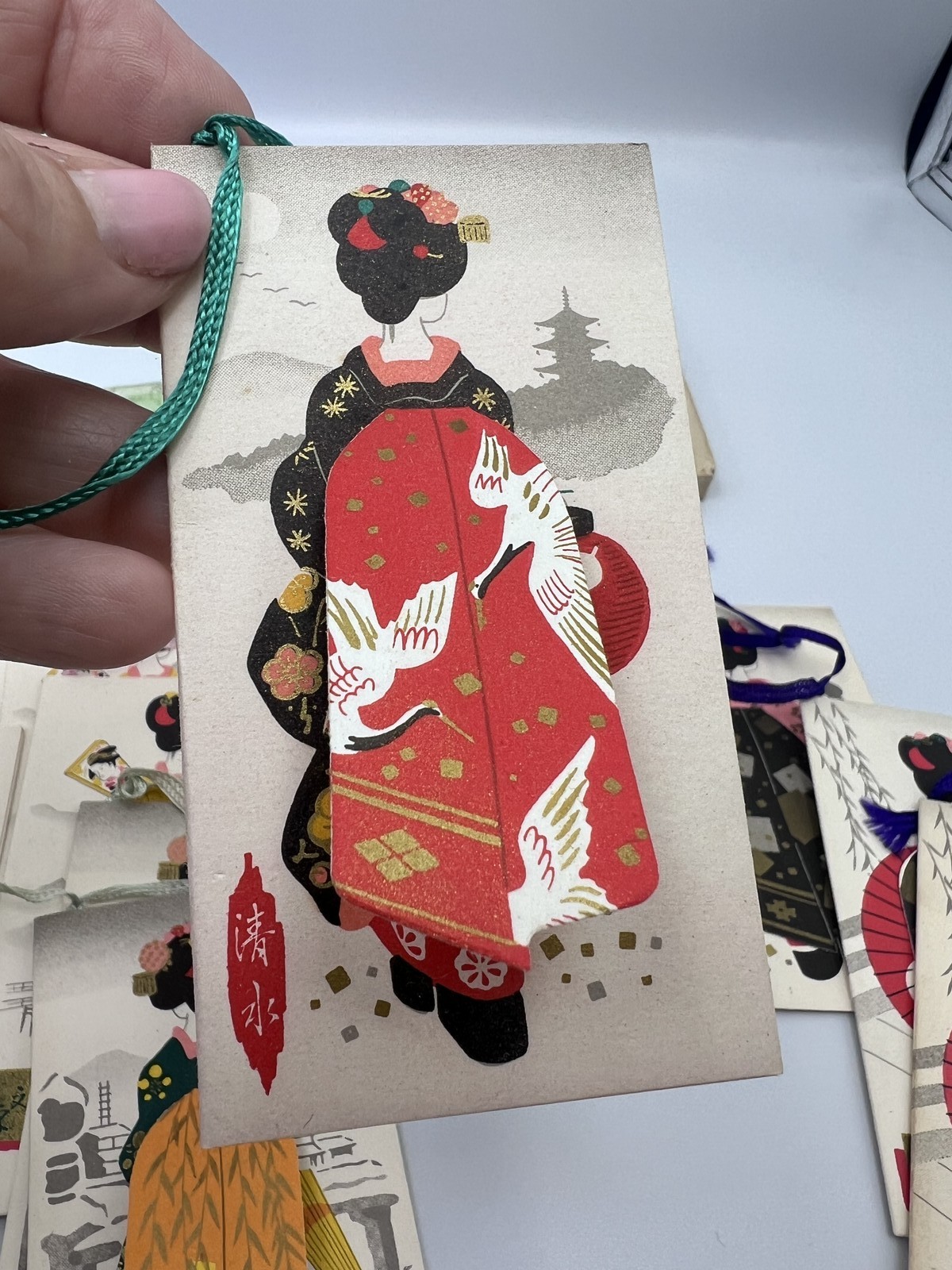 Vintage Japanese Geisha Kimono Pop Up 12 Score Cards Gift Tags Fukuda Card Japan