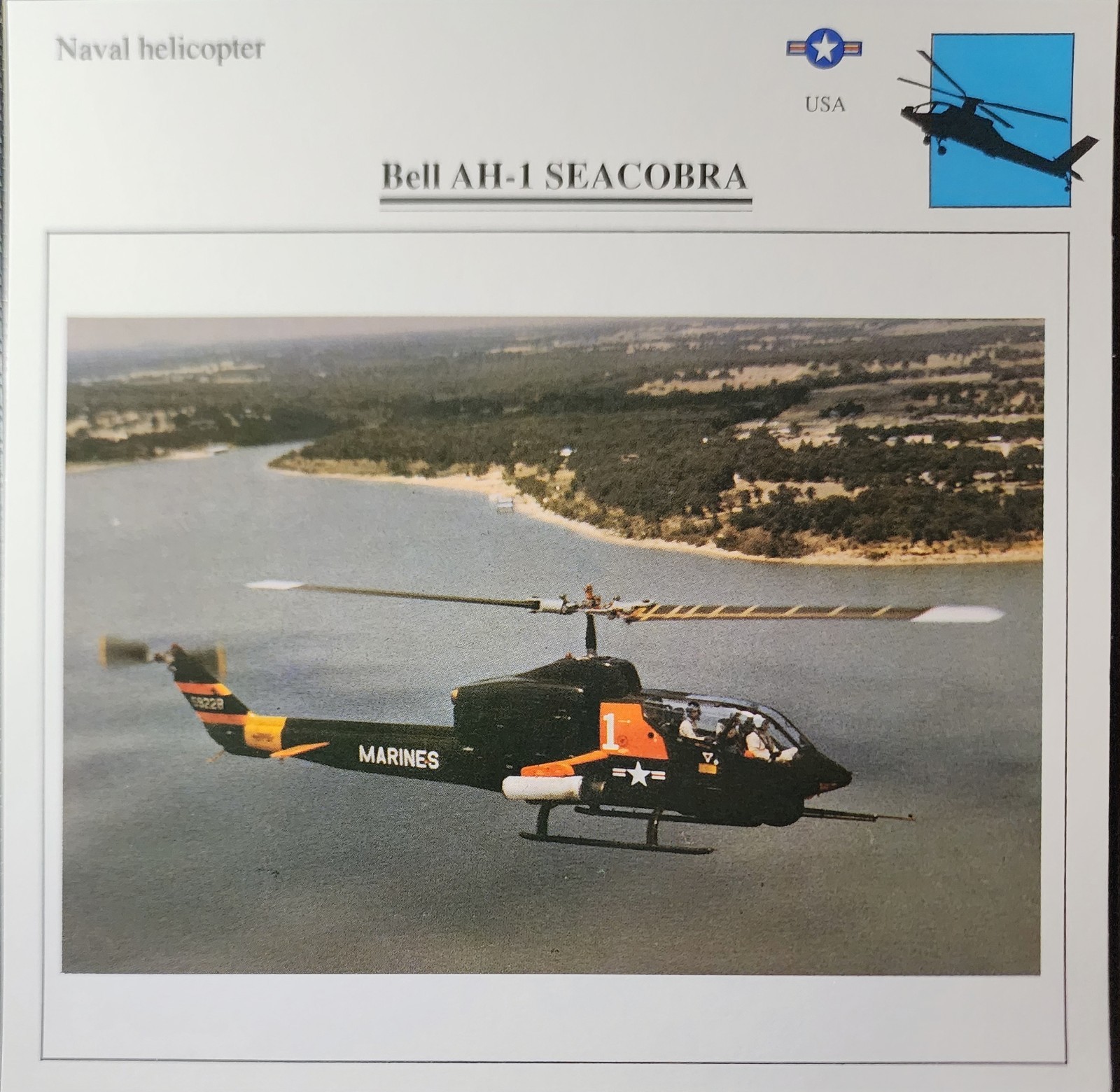 Bell AH-1 AH1 AH 1 Sea Cobra Helicopter Picture Original Vtg Collector Card