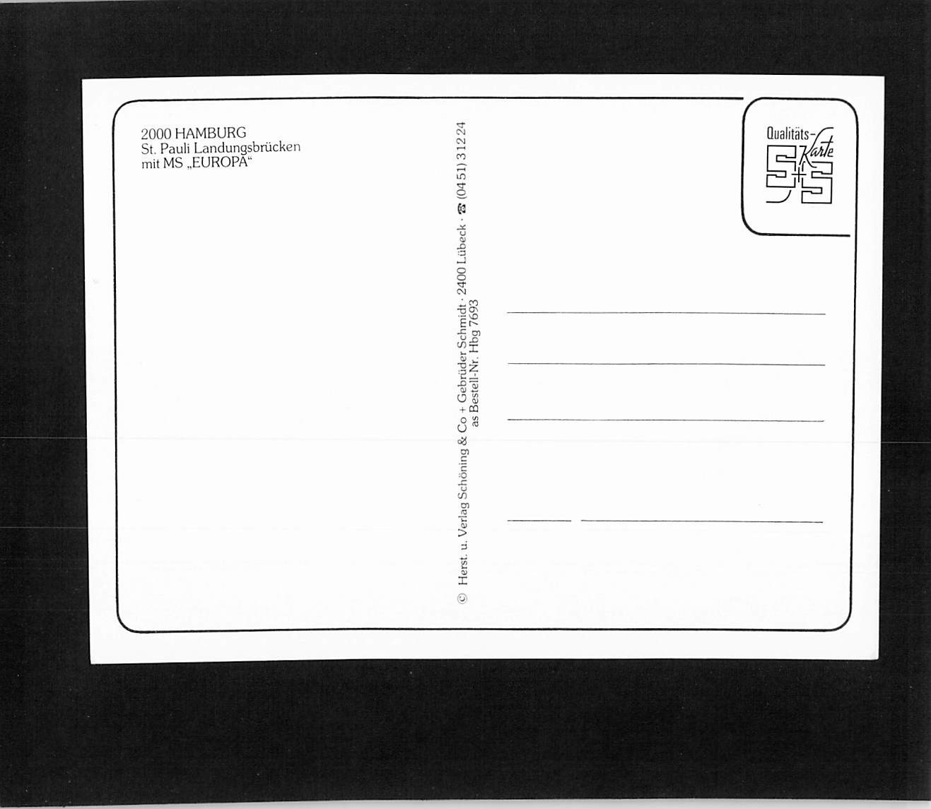 D2534ski Transport Ship MS Europa Hamburg postcard