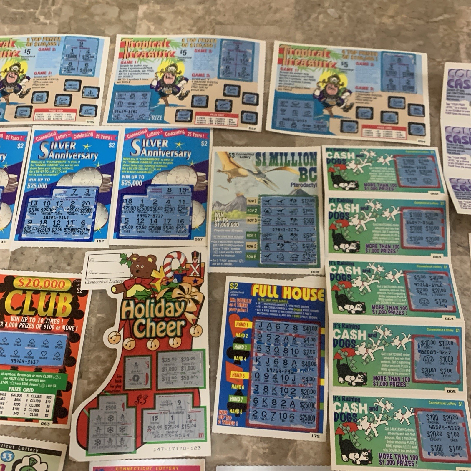 Vintage Connecticut State Lottery Scratch Off Tickets Losing 1990s 1995 1996 CT