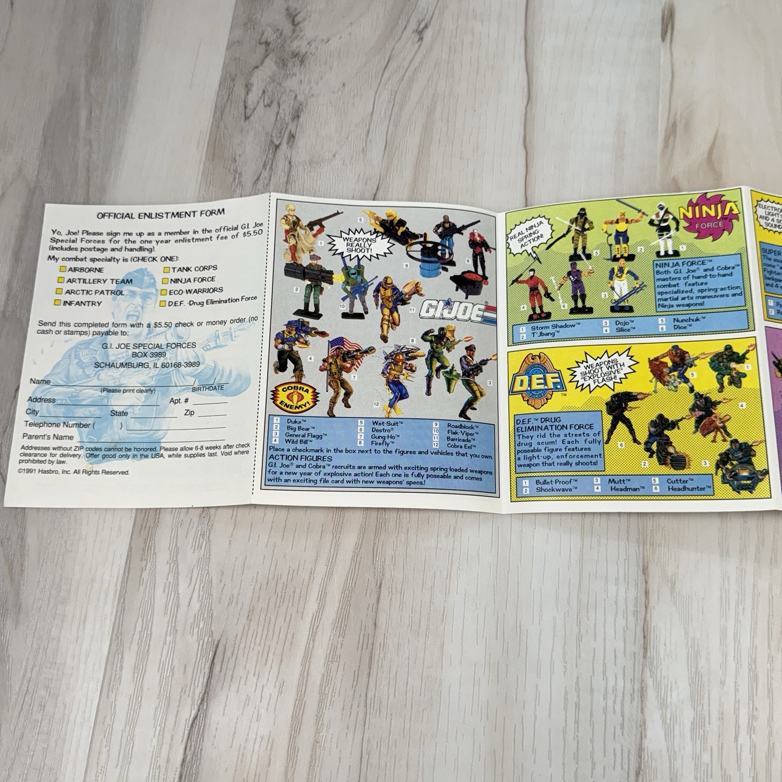 VTG 1991 HASBRO G.I. Joe Leaflet BROCHURE Catalog SPECIAL FORCES 5.75″x4.5″ EUC
