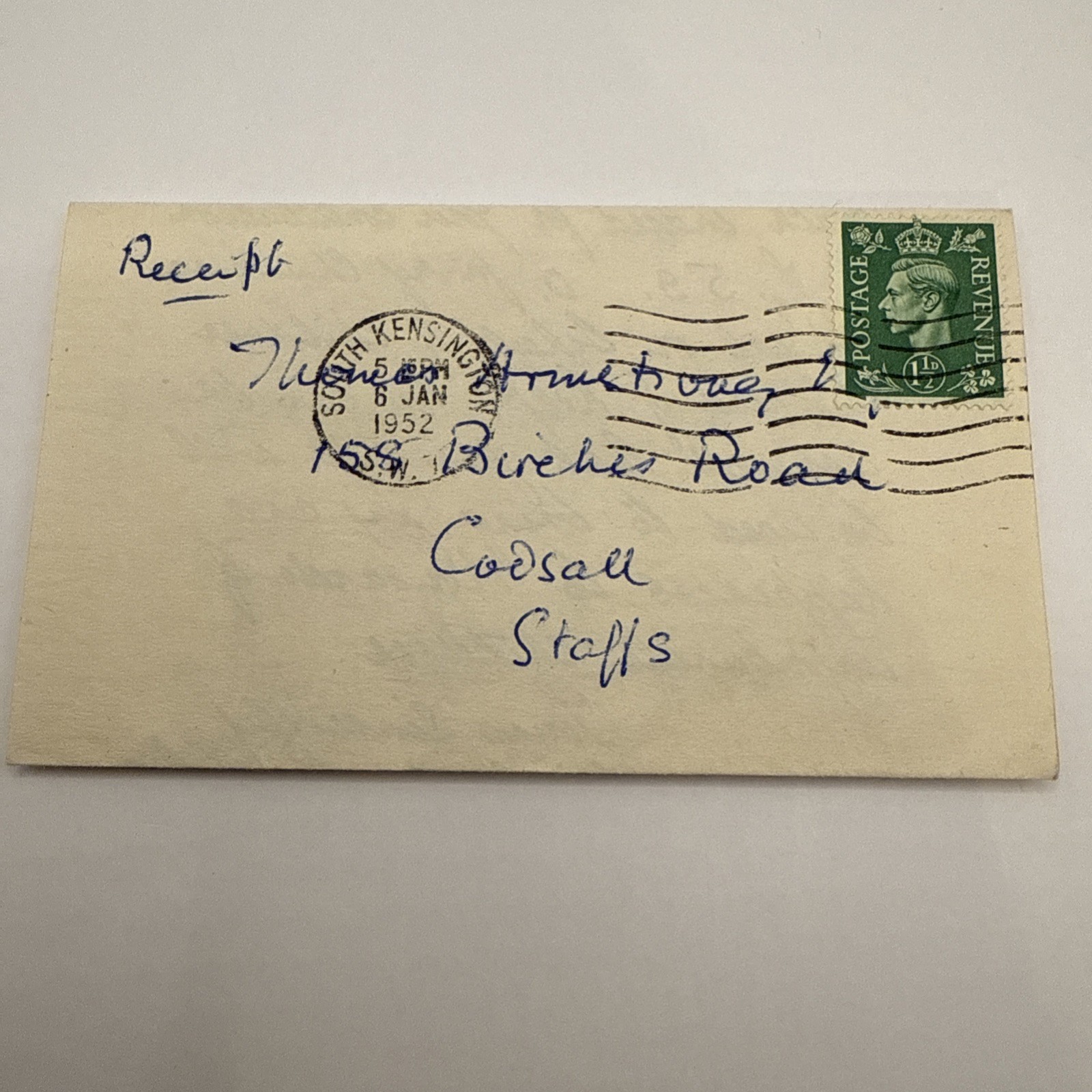 1952 Letter Receipt donation to Denison House Charity for Unfortunate Children